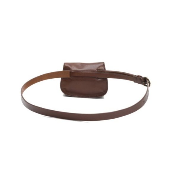 Frye Narrow Leather Belt with Pouch Brown NWT - Picture 5 of 5